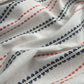 Premium OffWhite Black Red Stripes Lurex Dobby Embroidery Dyeable Cotton Fabric