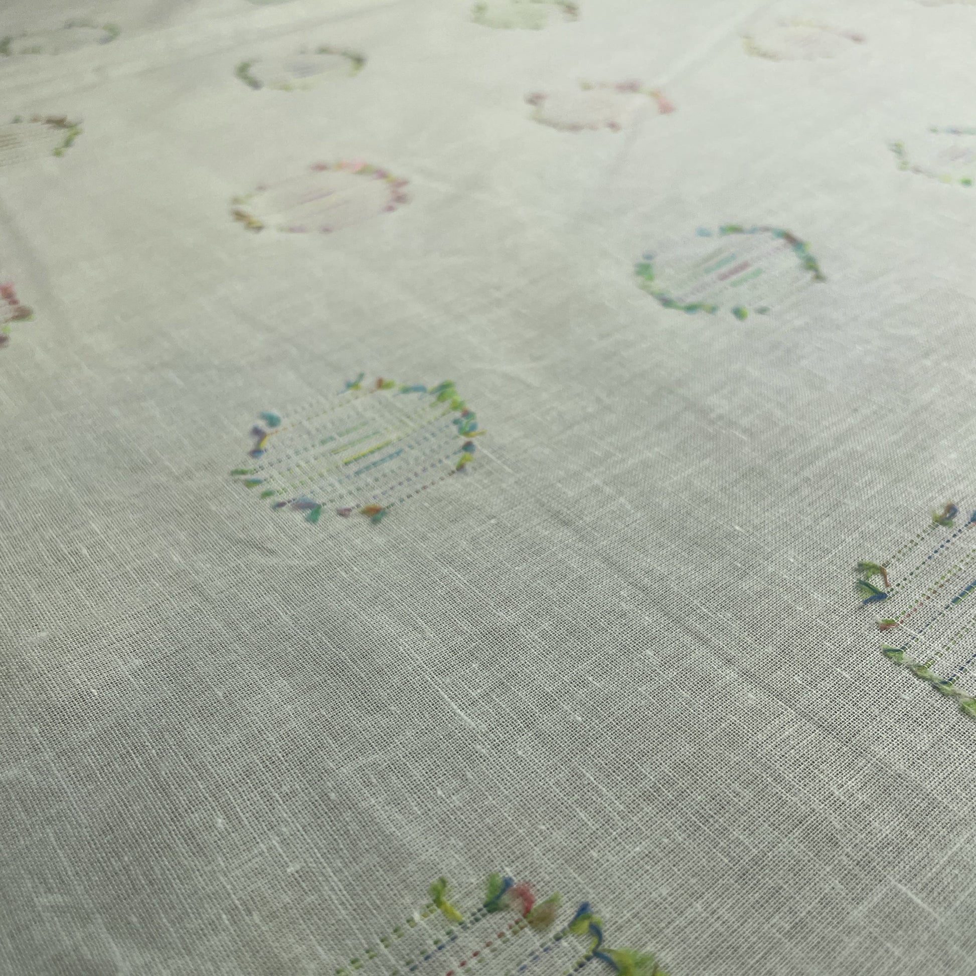 Premium Green Multicolor Dobby Embroidery Cotton Fabric
