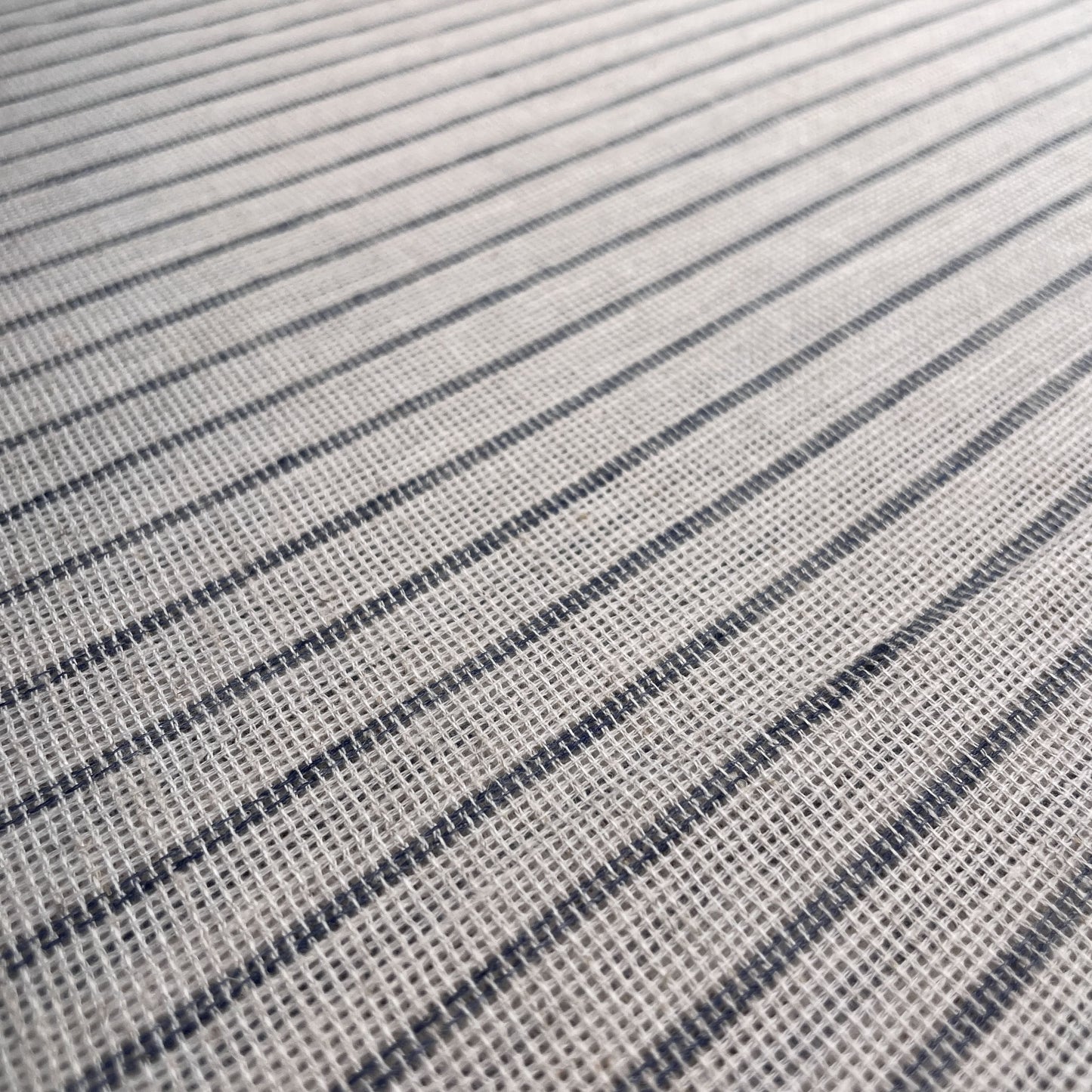 Premium Off white & Blue Stripes Print Linen Denim Fabric
