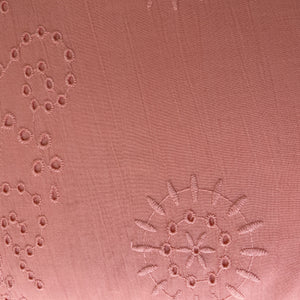 Coral Pink Floral Embroidery Cotton Schiffli Fabric 13249