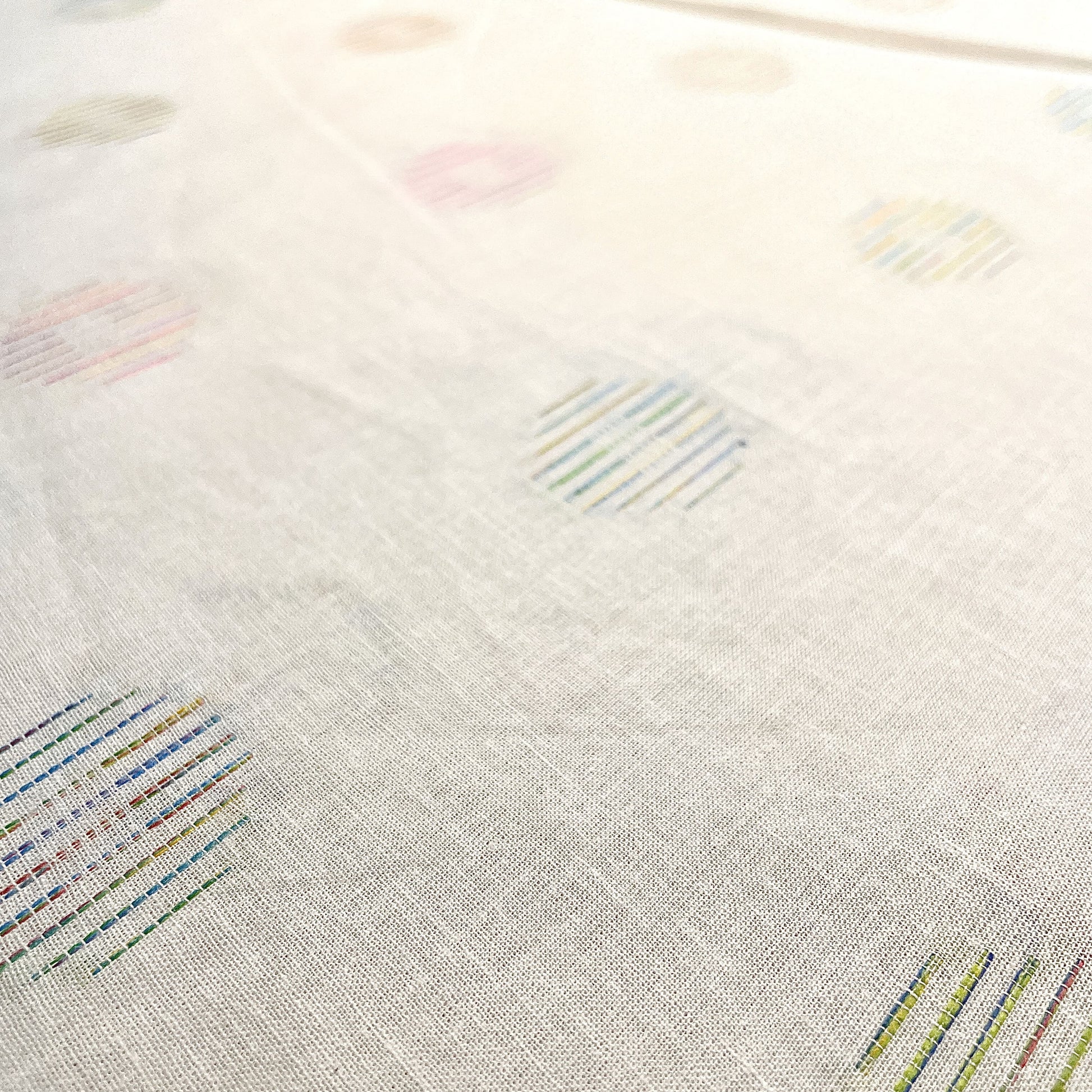 Premium White Multicolor Dobby Embroidery Dyeable Cotton Fabric