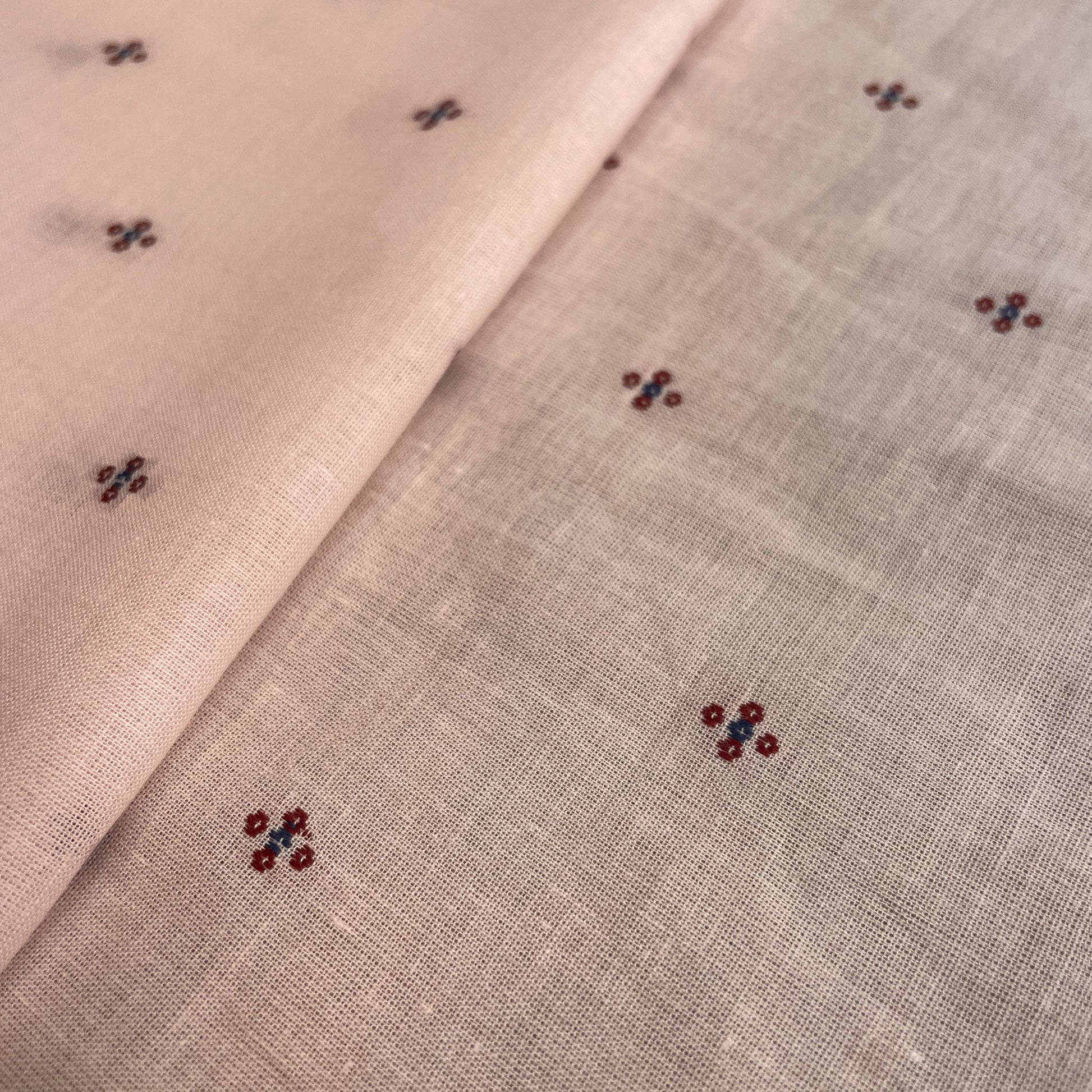 Premium Pink Purple Buti Dobby Embroidery Cotton Fabric