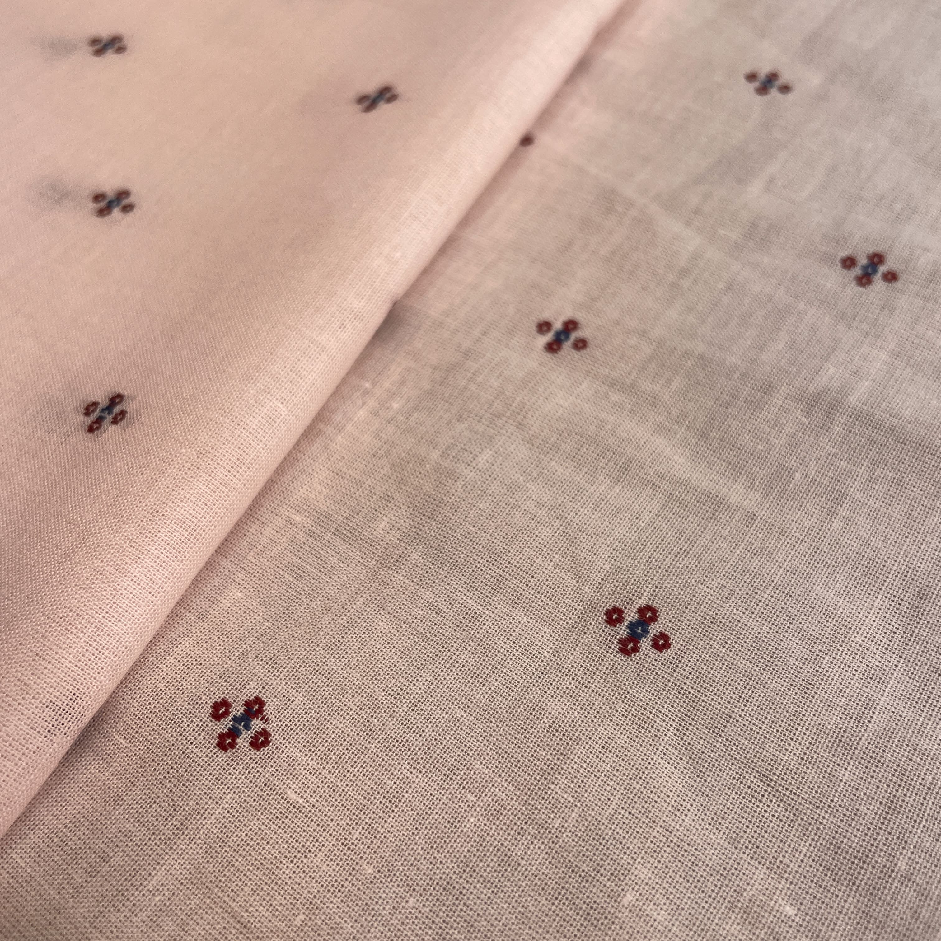 Premium Pink Purple Buti Dobby Embroidery Cotton Fabric