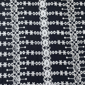 Black White Floral Embroidery Cotton Schiffli Fabric 17252