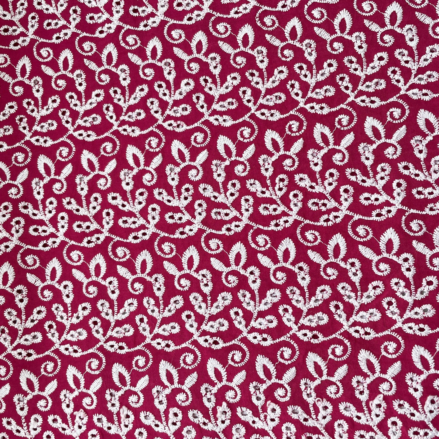 Pink White Abstract Floral Embroidery Cotton Schiffli 17249
