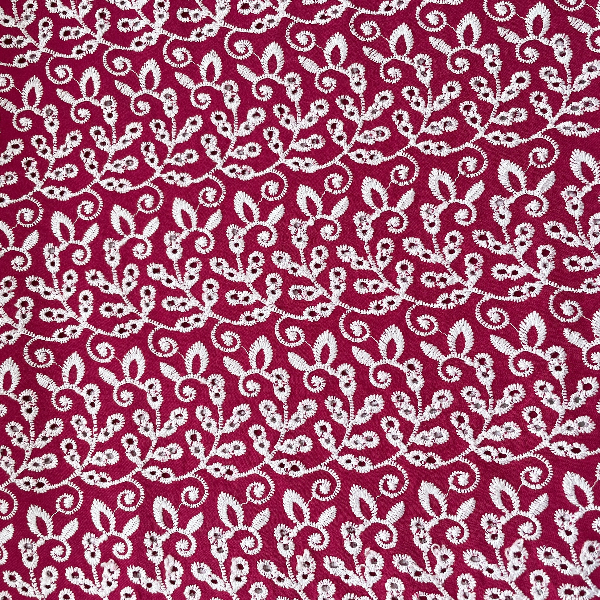 Pink White Abstract Floral Embroidery Cotton Schiffli 17249