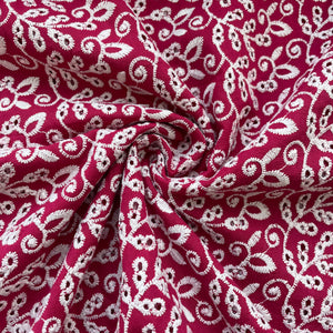 Pink White Abstract Floral Embroidery Cotton Schiffli 17249