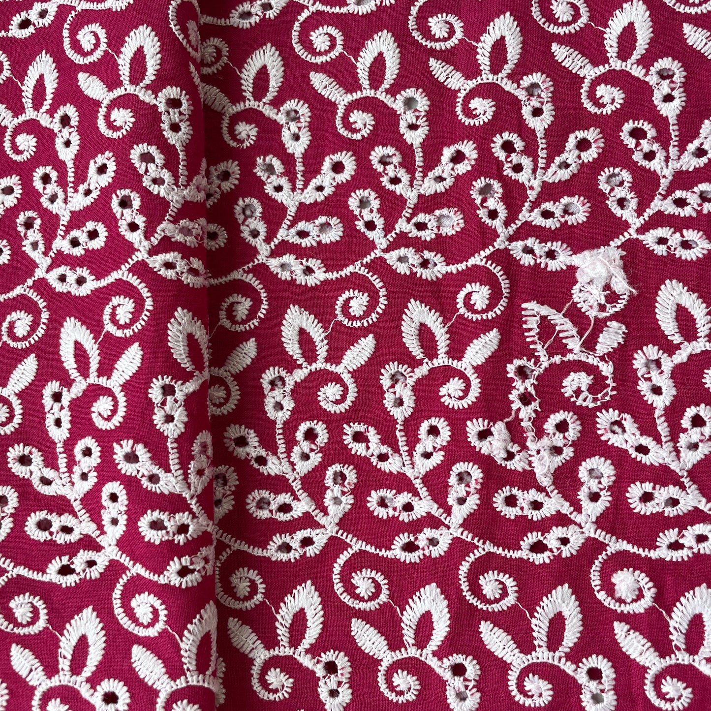 Pink White Abstract Floral Embroidery Cotton Schiffli 17249