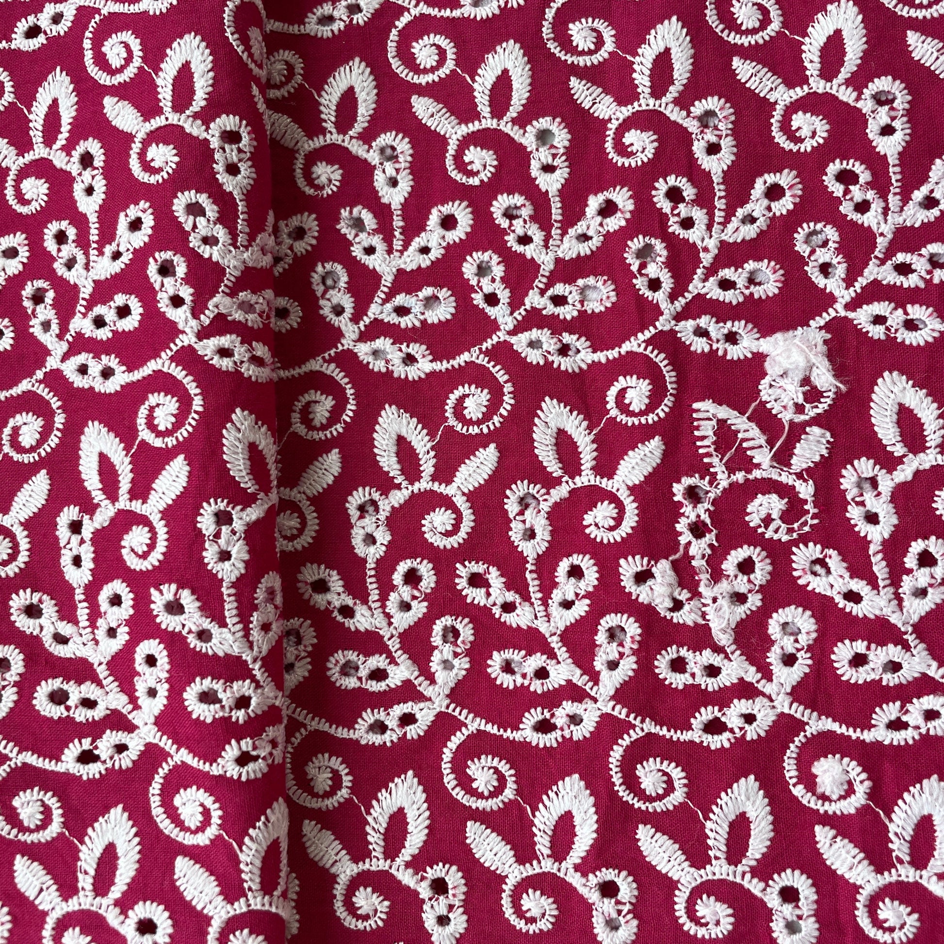 Pink White Abstract Floral Embroidery Cotton Schiffli 17249