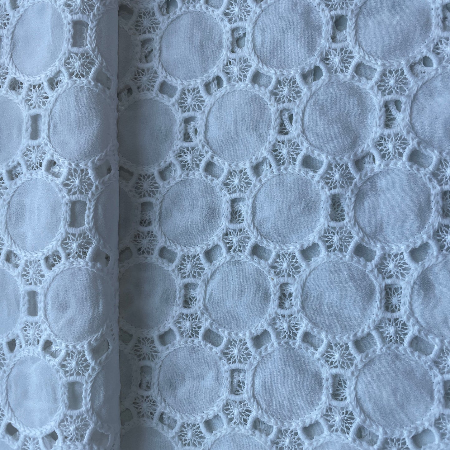White Floral Hakoba Cotton Fabric 12280
