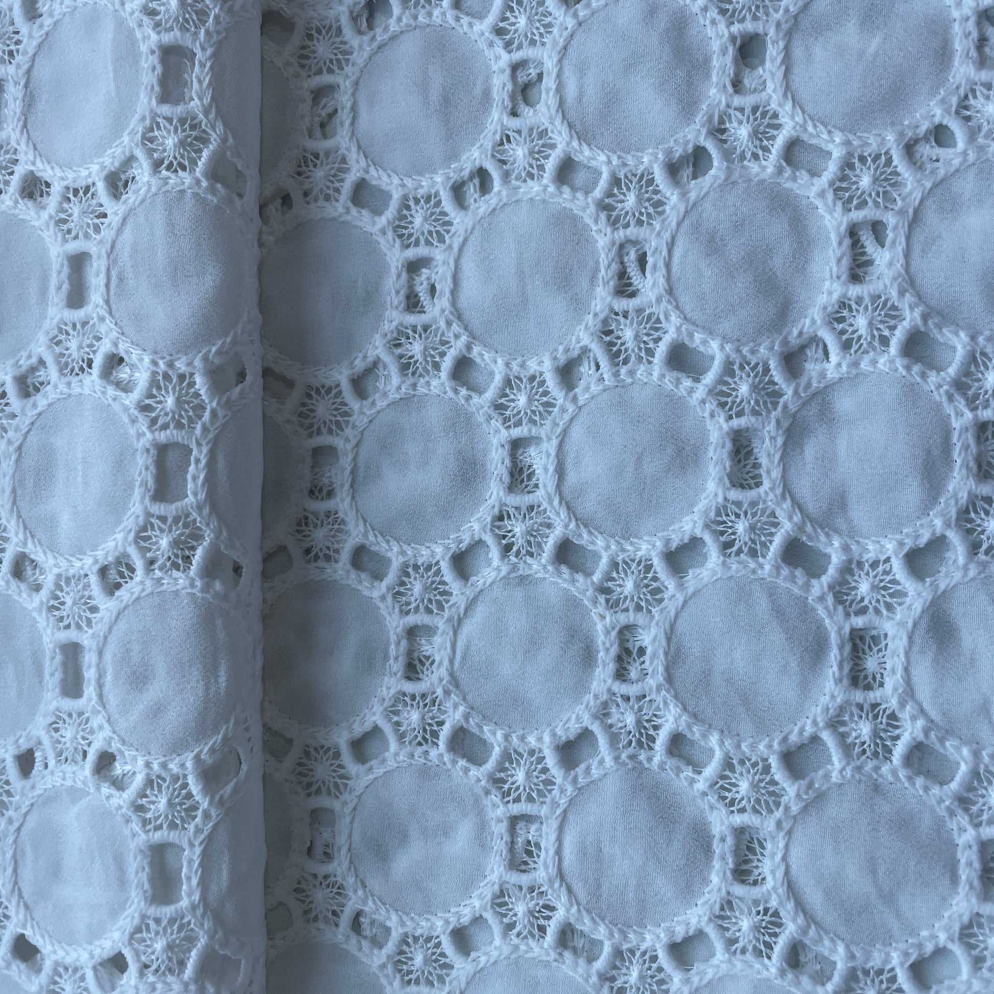 White Floral Hakoba Cotton Fabric 12280