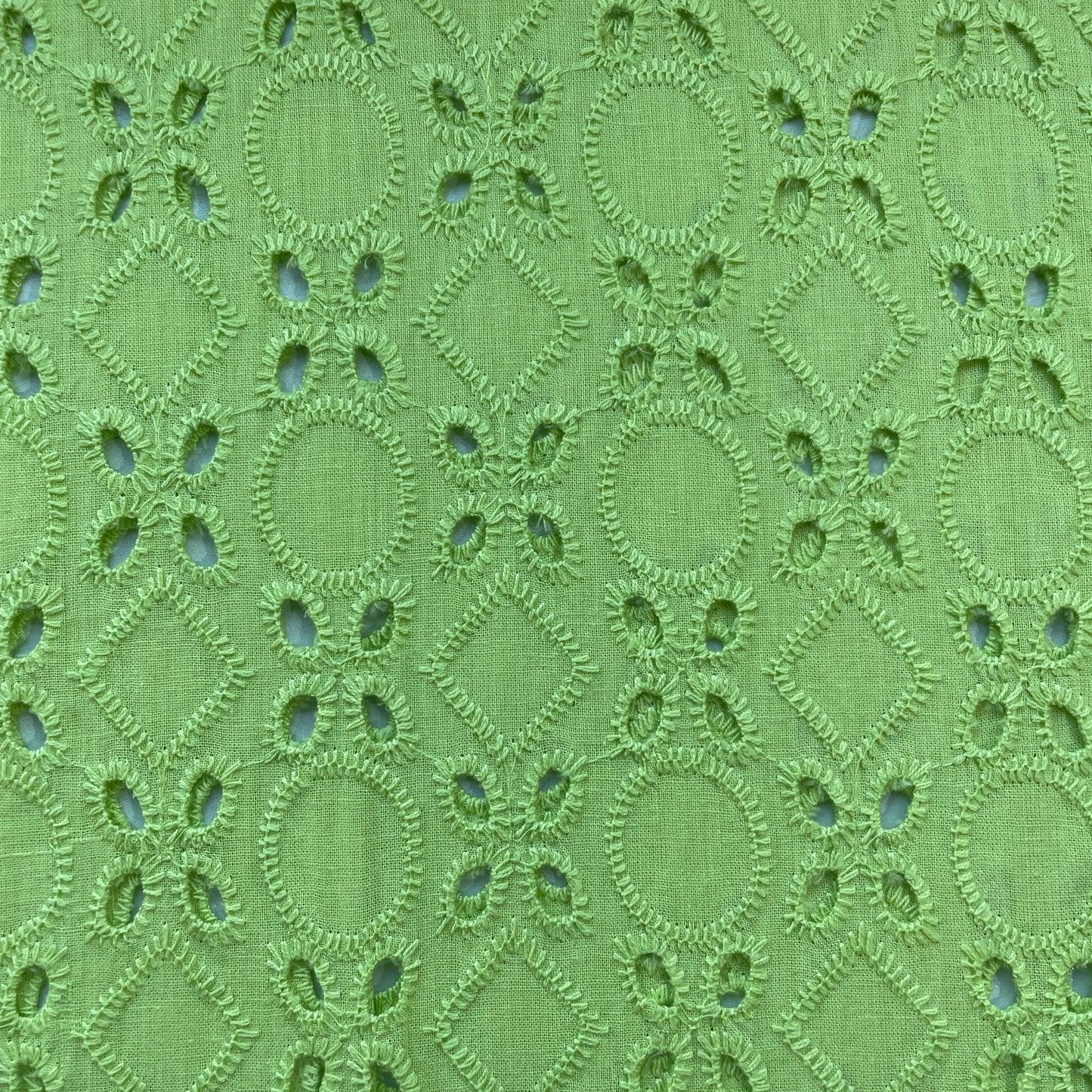 Lime Green Floral Embroidery Cotton Schiffli Fabric 13822