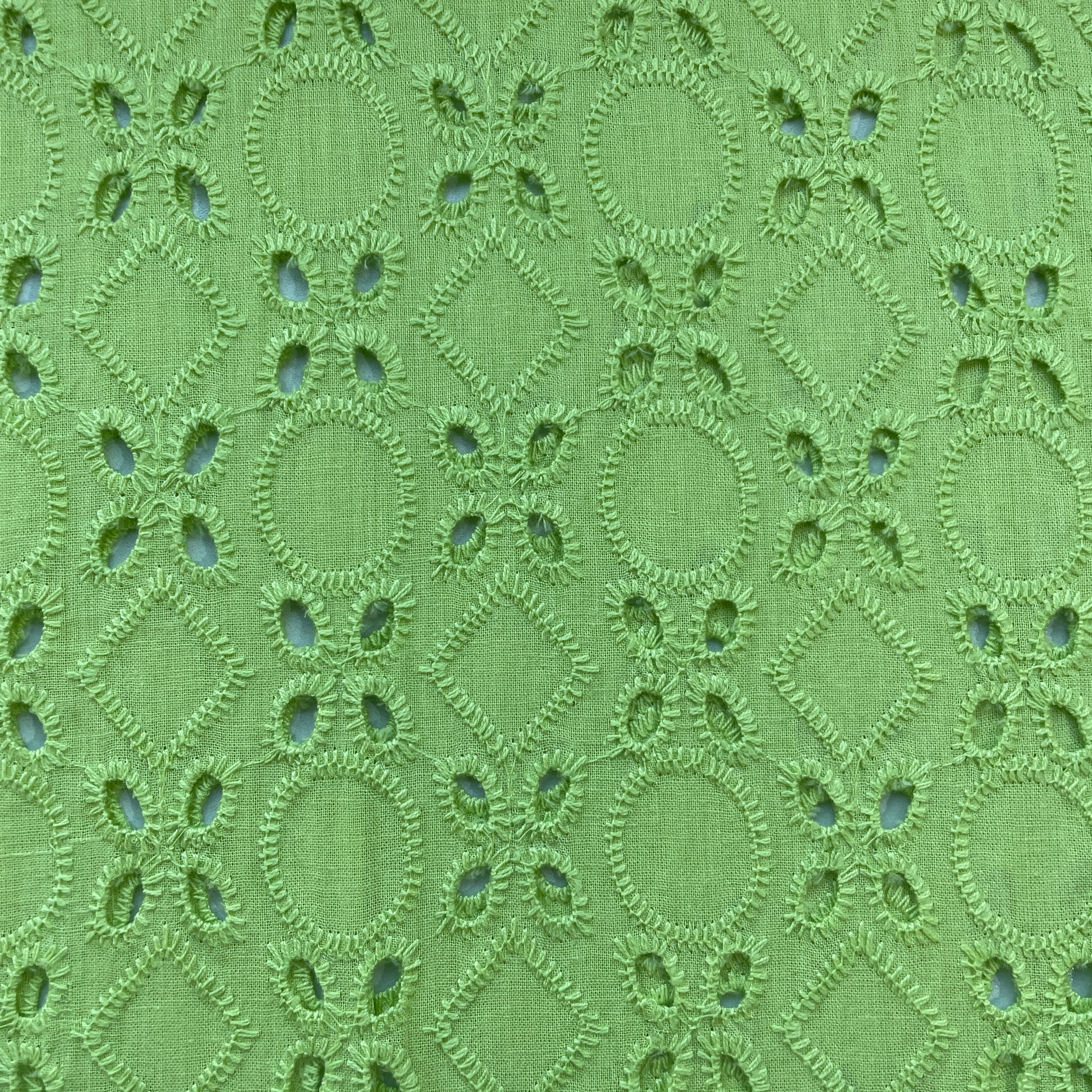 Lime Green Floral Embroidery Cotton Schiffli Fabric 13822