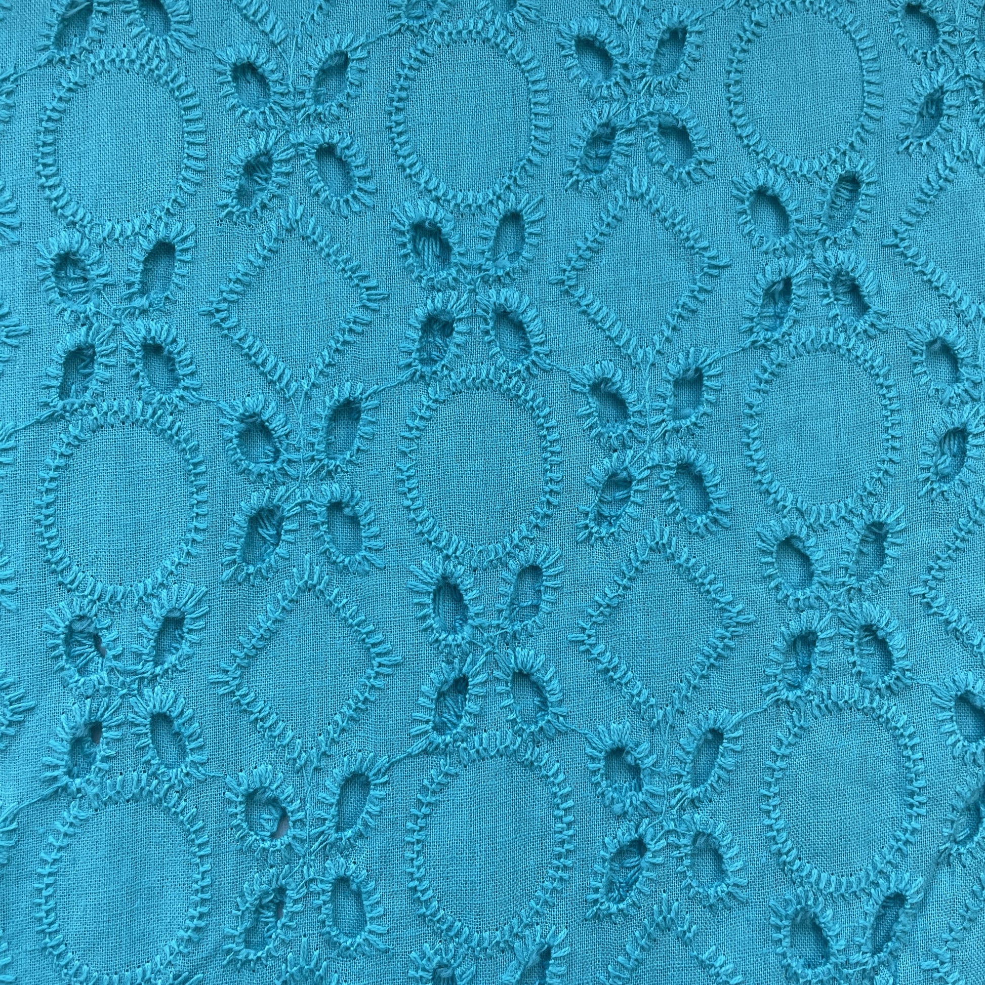 Mint Green Floral Emrbroidery Cotton Schiffli Fabric 13817