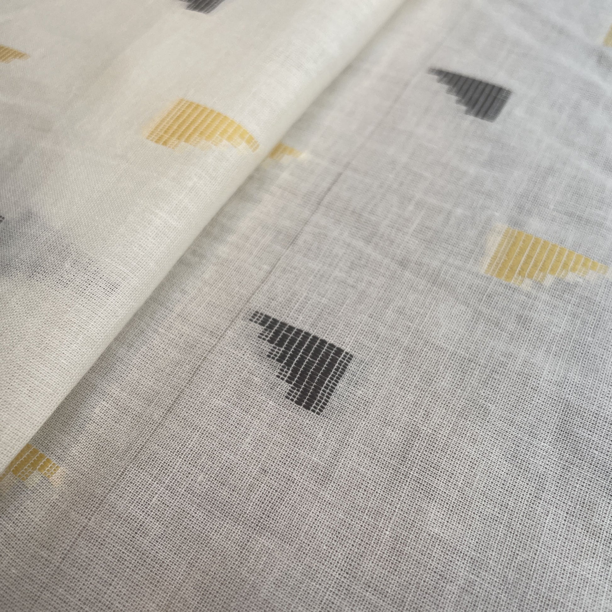 Premium OffWhite Yellow Gold Lurex Dobby Embroidery Dyeable Cotton Fabric