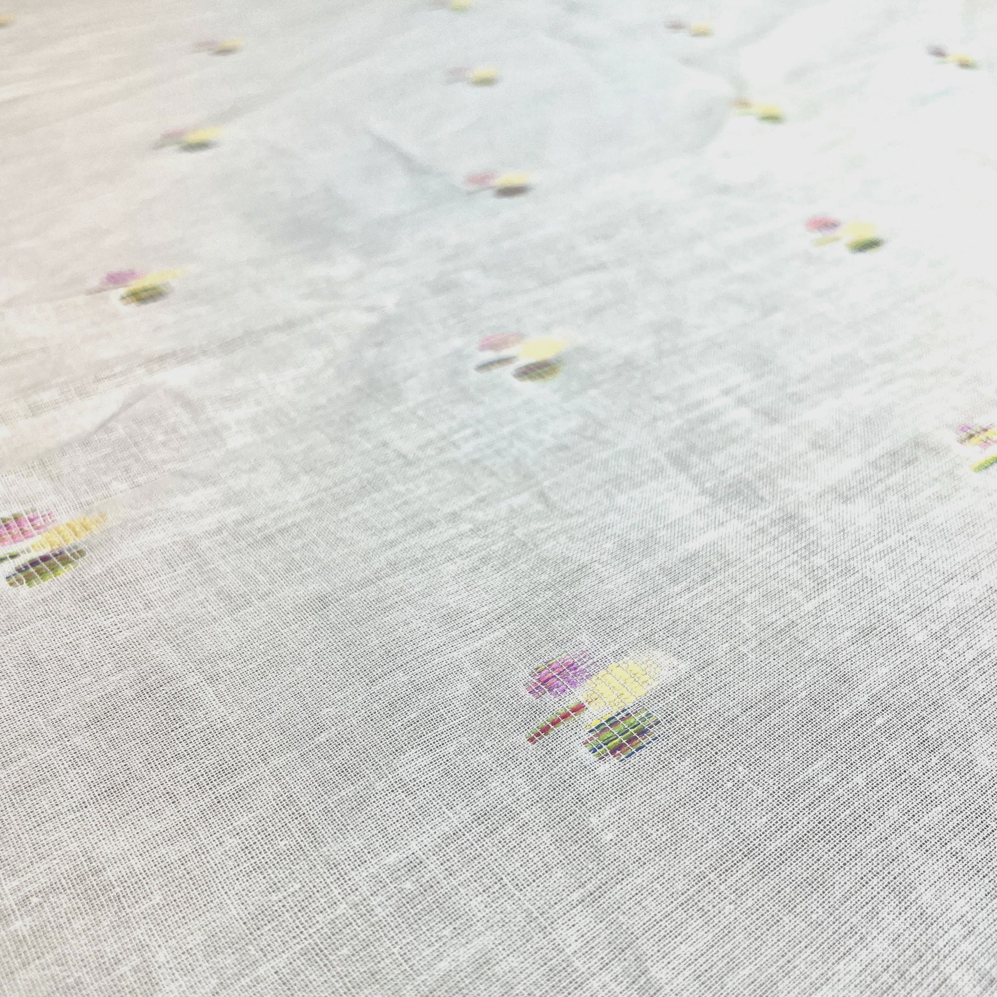 Premium OffWhite Multicolor Buti Dobby Embroidery Dyeable Cotton Fabric