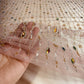 Pink Cut Dana Rhinestone Turkish Work Embroidery Net Fabric