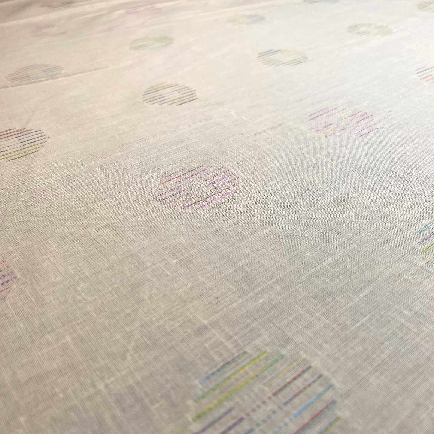 Premium Yellow Multicolor Dobby Embroidery Cotton Fabric