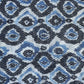 Blue Black Ikkat Print Cotton Crochet Fabric 13602
