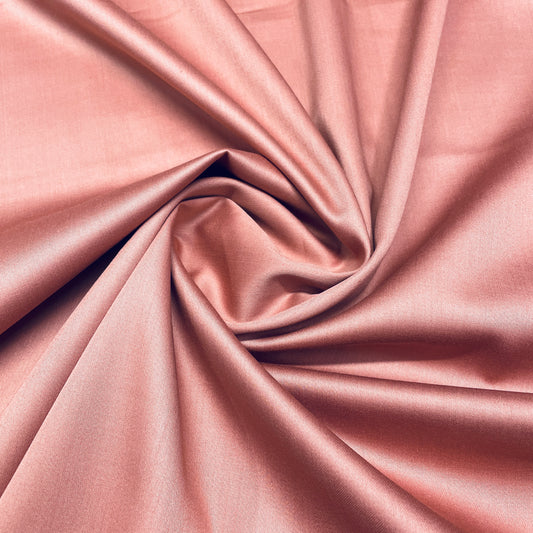 Peach Pink Solid Cotton Satin Fabric
