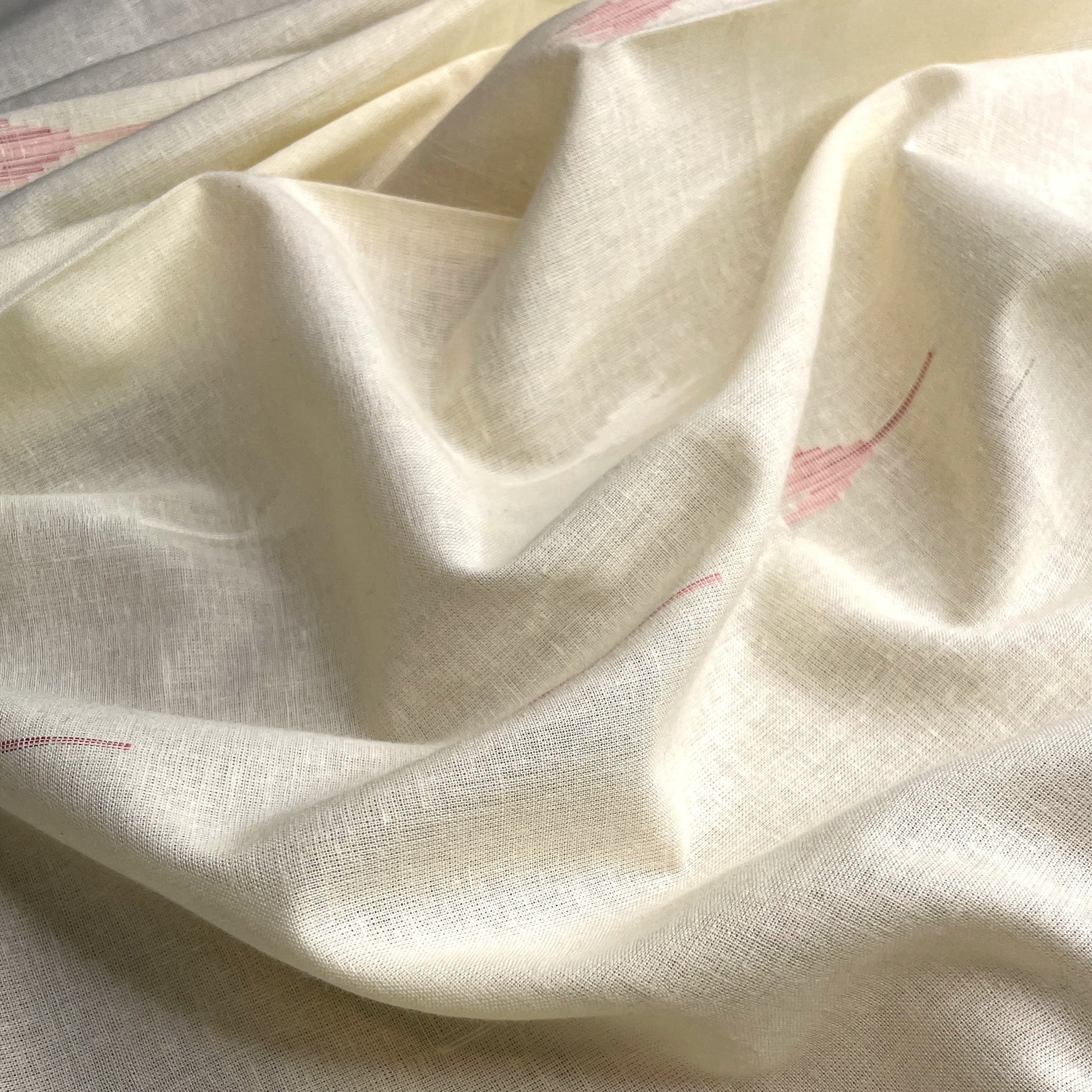 Premium Yellow Ikkat Dobby Embroidery Cotton Fabric
