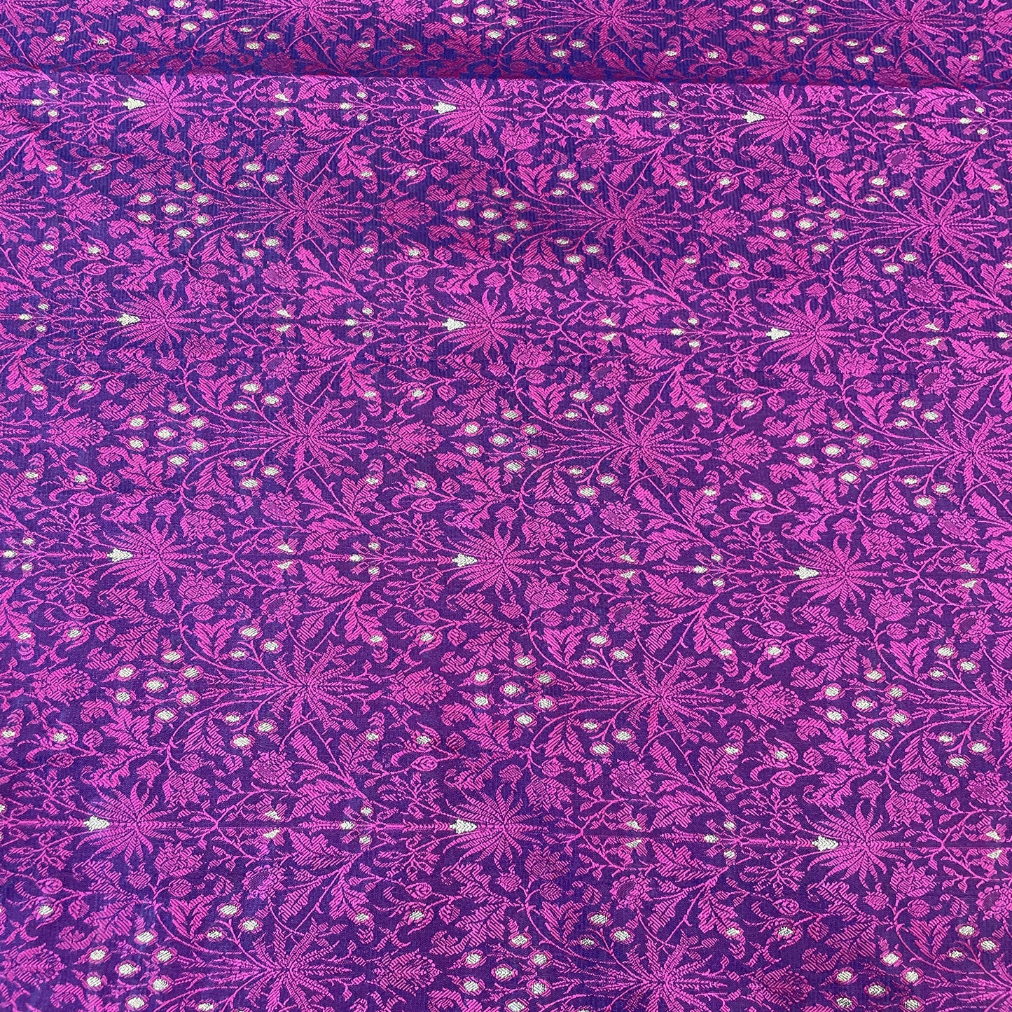 Exclusive Purple Traditional Print Tanchui Jamewar Silk Fabric