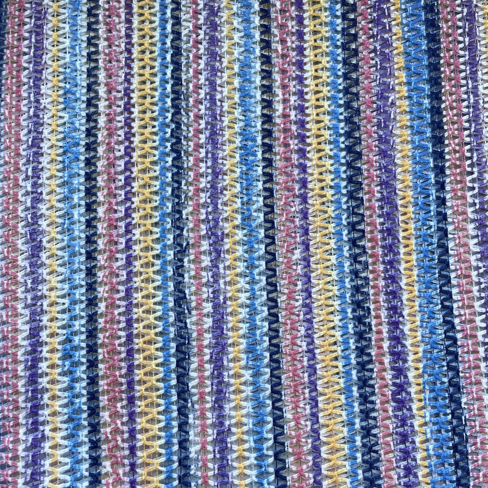 Blue Stripe Print Cotton Crochet Fabric 13600