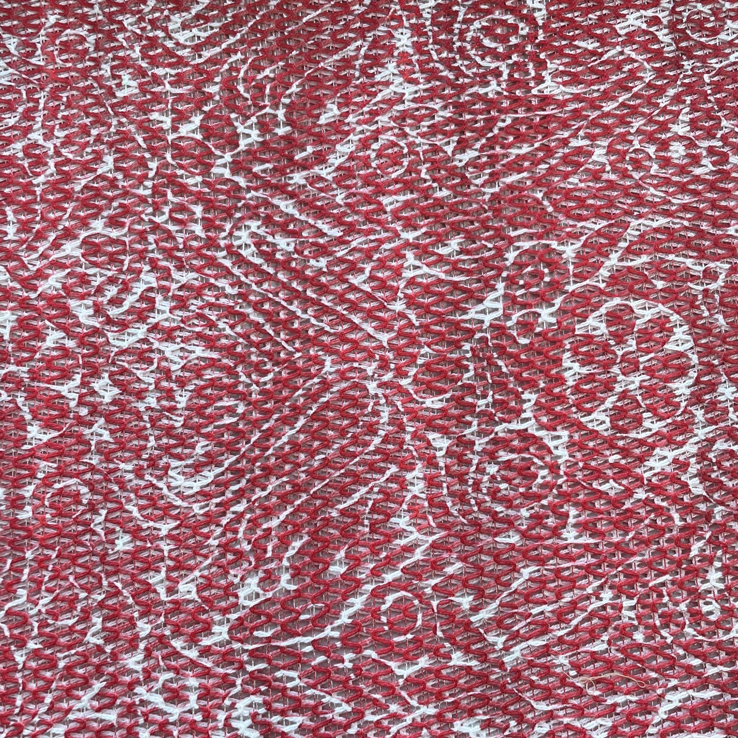 Red Floral Print Cotton Crochet Fabric 13604