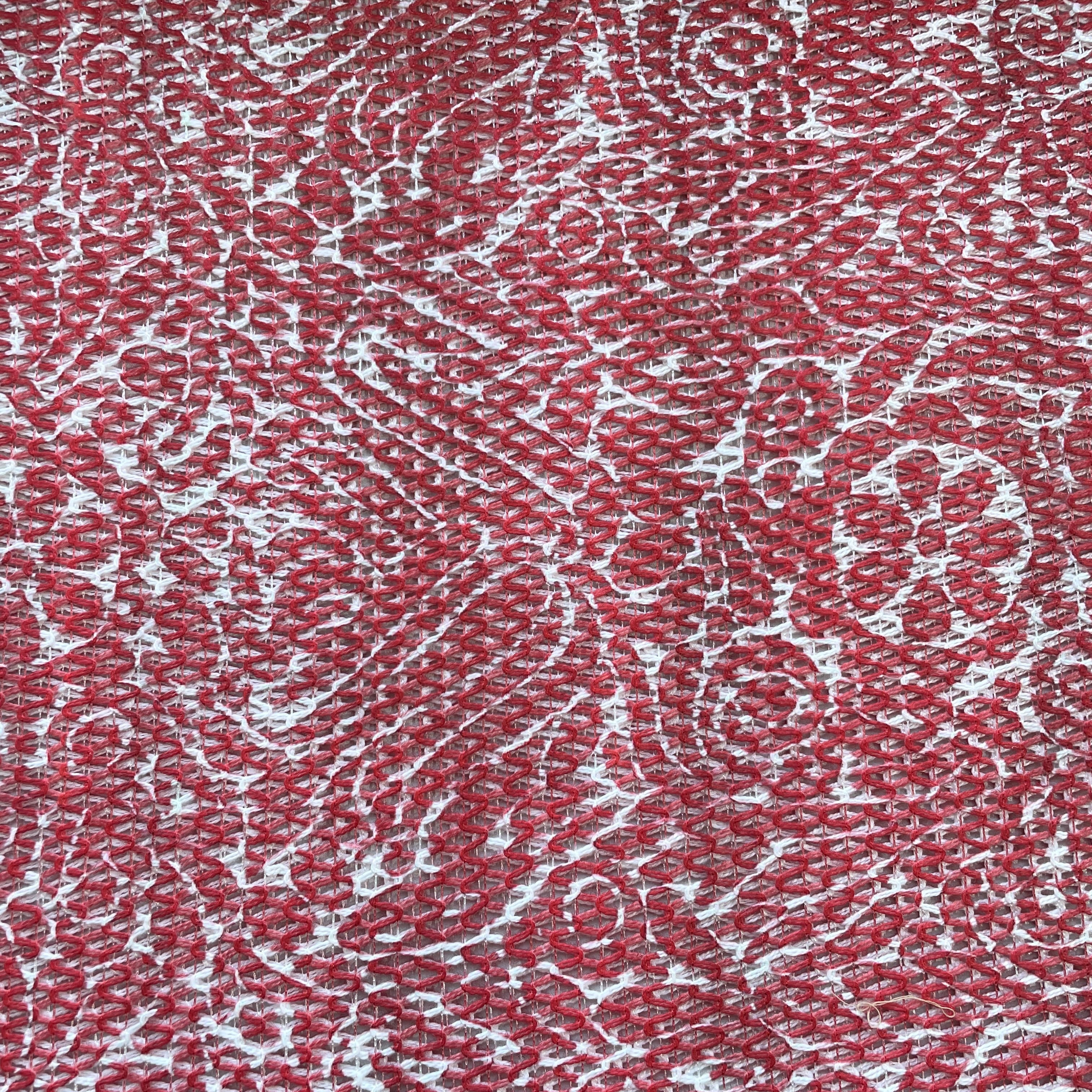 Red Floral Print Cotton Crochet Fabric 13604
