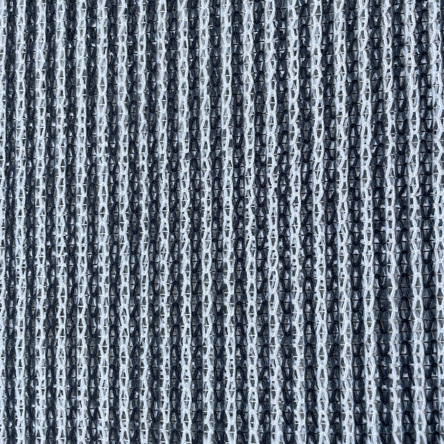White Black Stripe Print Cotton Crochet Fabric 13622