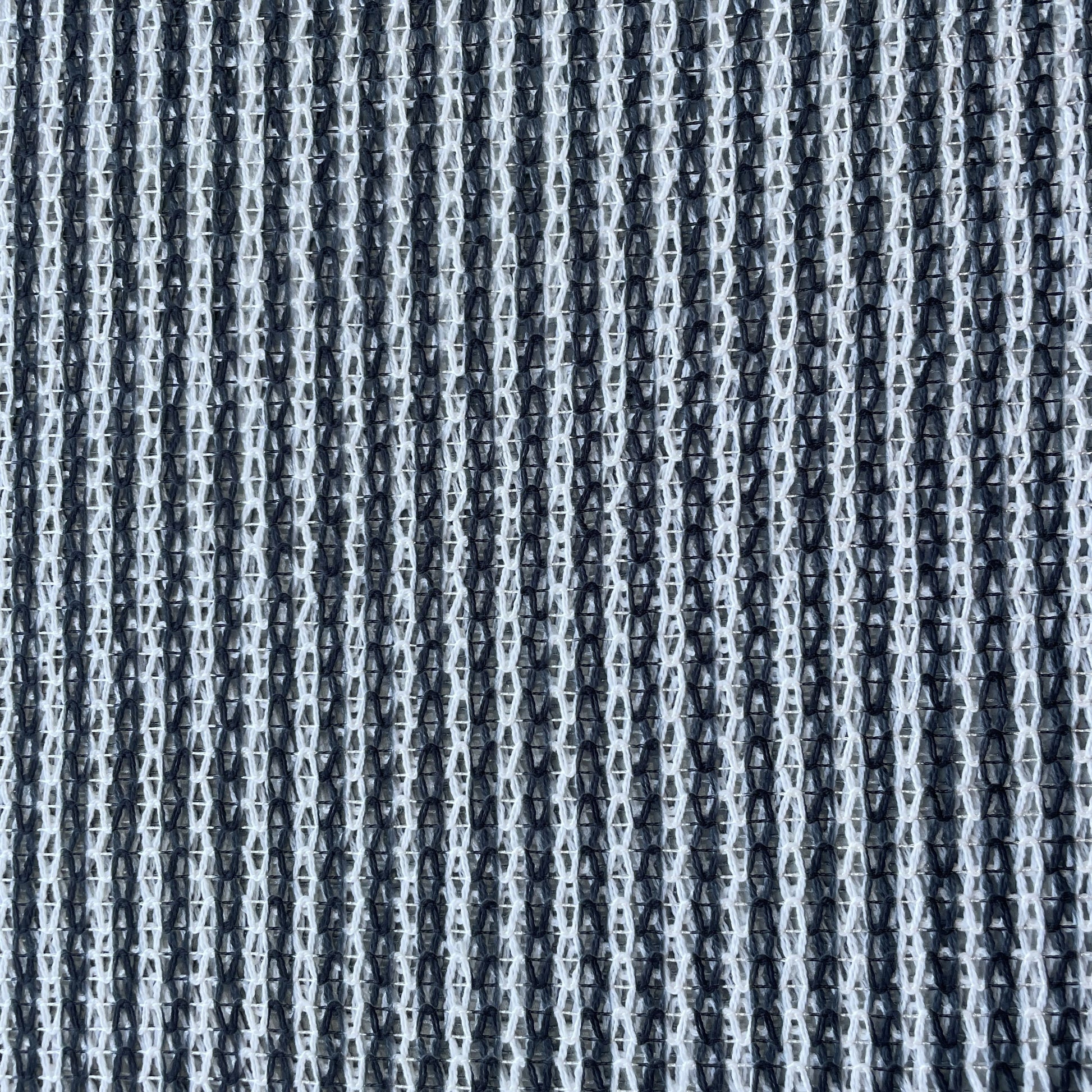 White Black Stripe Print Cotton Crochet Fabric 13622