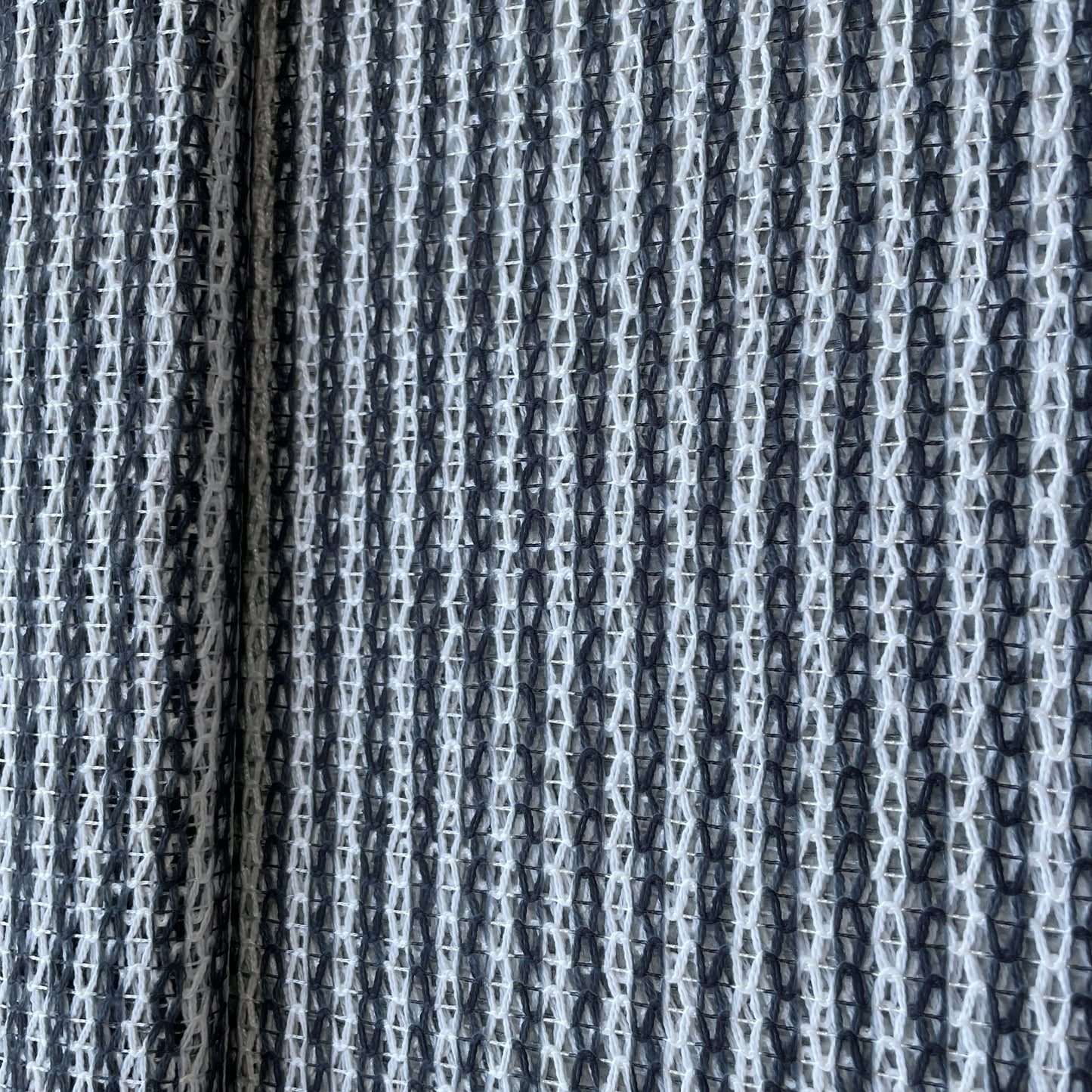 White Black Stripe Print Cotton Crochet Fabric 13622