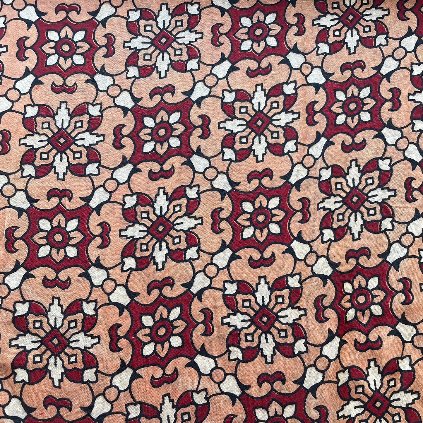 Orange Ajrakh Print Modal Satin Fabric 18183