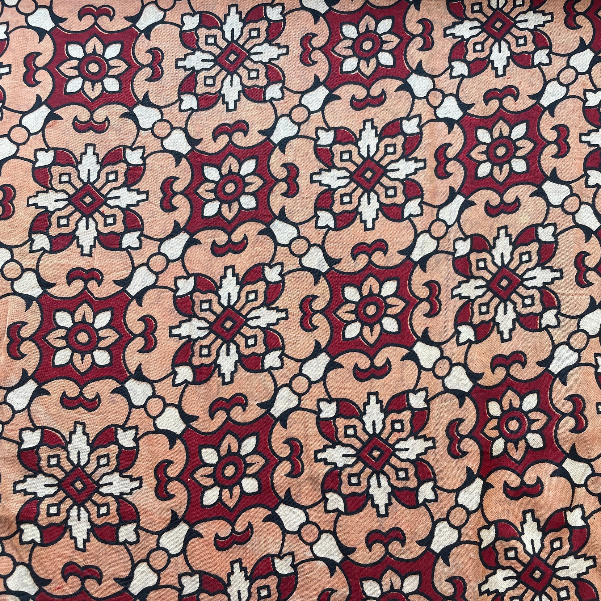 Orange Ajrakh Print Modal Satin Fabric 18183