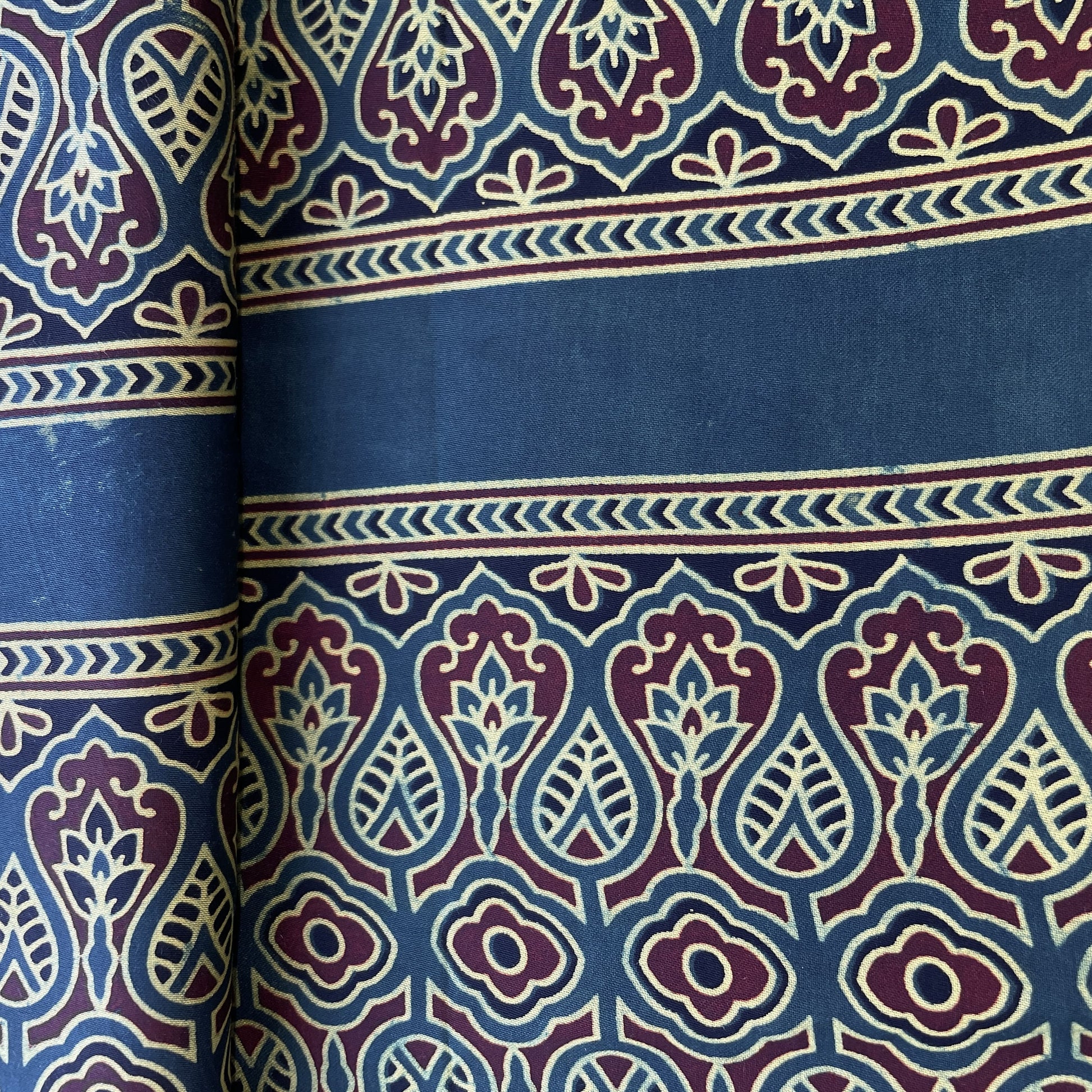 Dark Green Ajrakh Print Modal Satin Fabric 18188