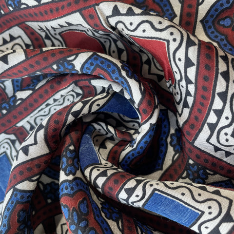 Cream Ajrakh Print Modal Satin Fabric 18169