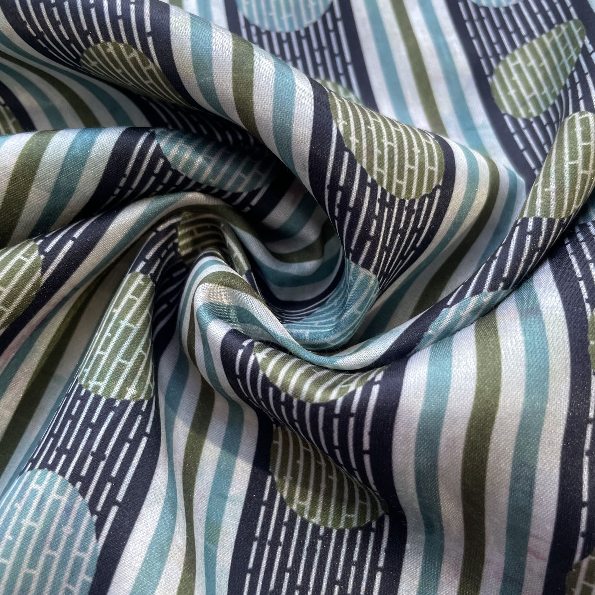 Light Green Multicolor Print Modal Satin Fabric 17173