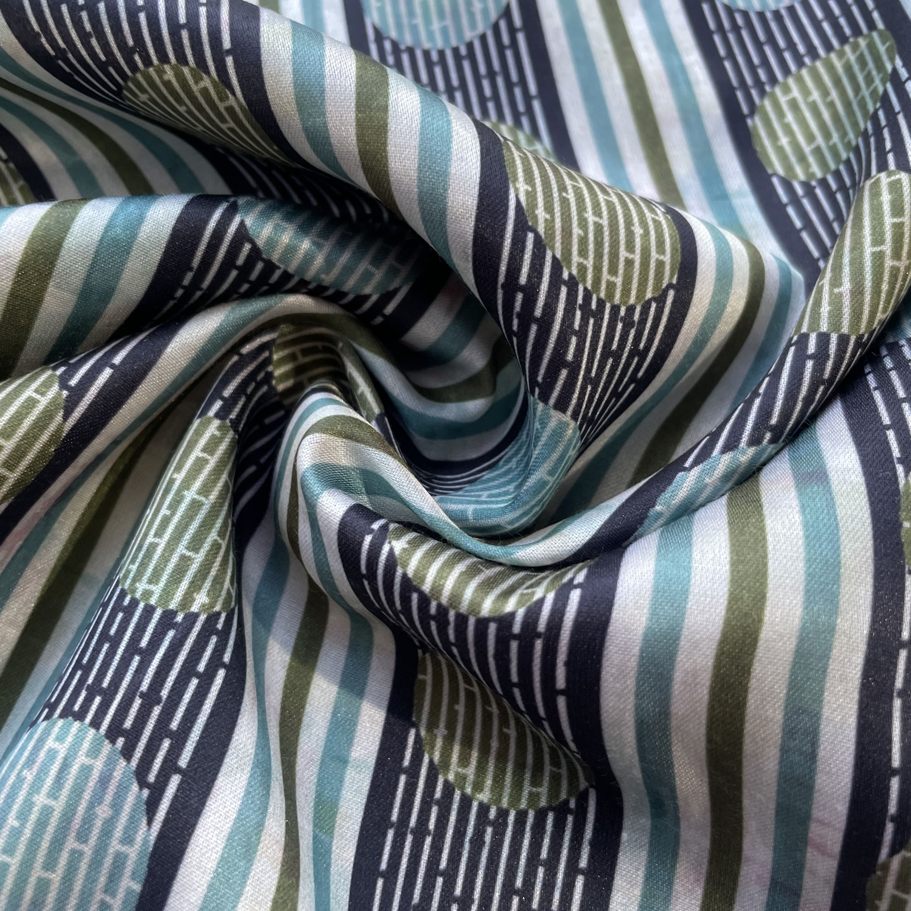 Light Green Multicolor Print Modal Satin Fabric 17173