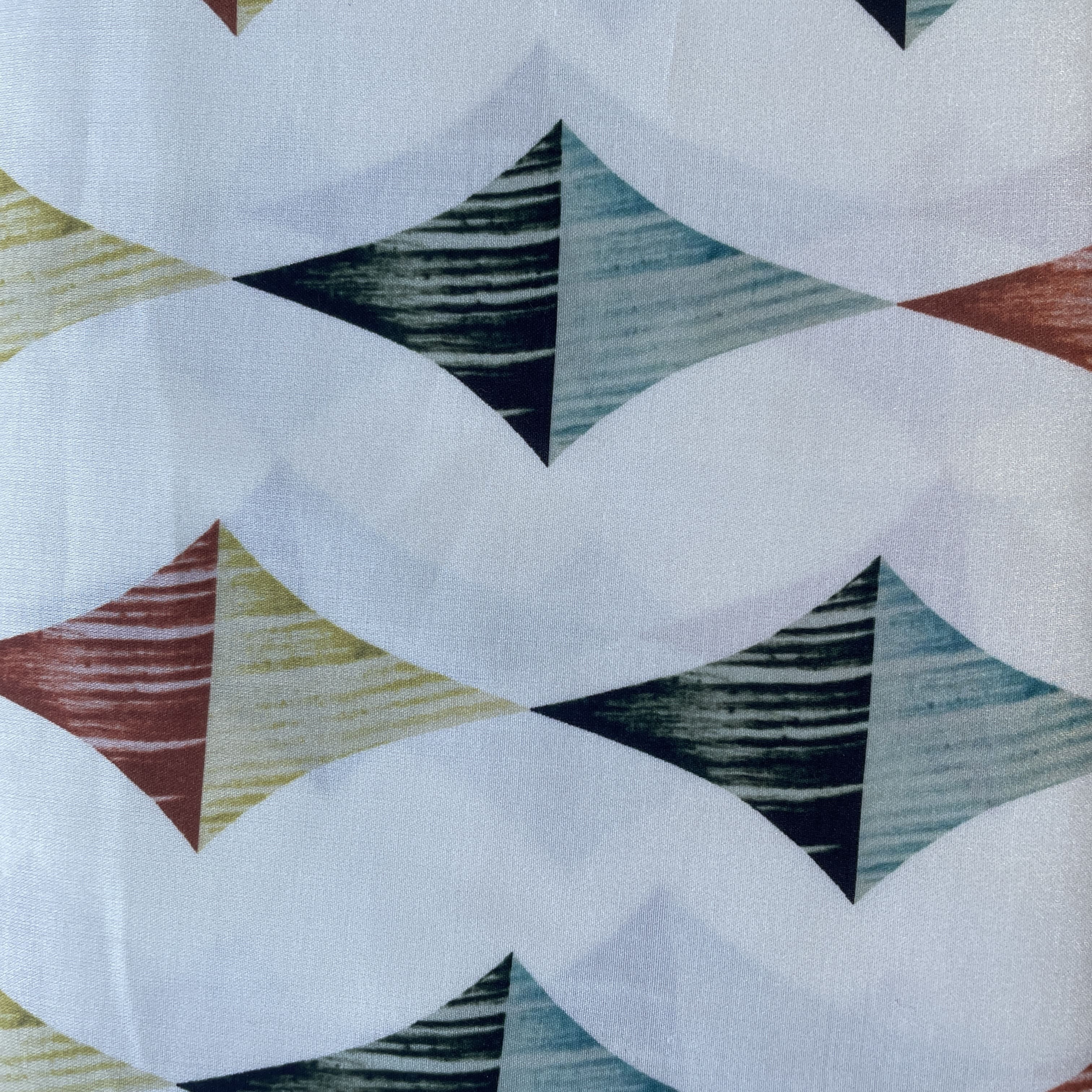 Off White Geomatrical Print Modal Satin Fabric 17166
