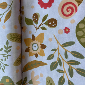 Lavender Multicolor Floral Print Linen Satin Fabric 15503