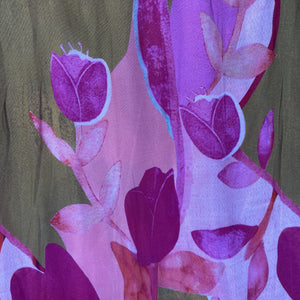 Peach Floral Print Modal Satin Fabric 19949
