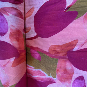 Peach Floral Print Modal Satin Fabric 19949