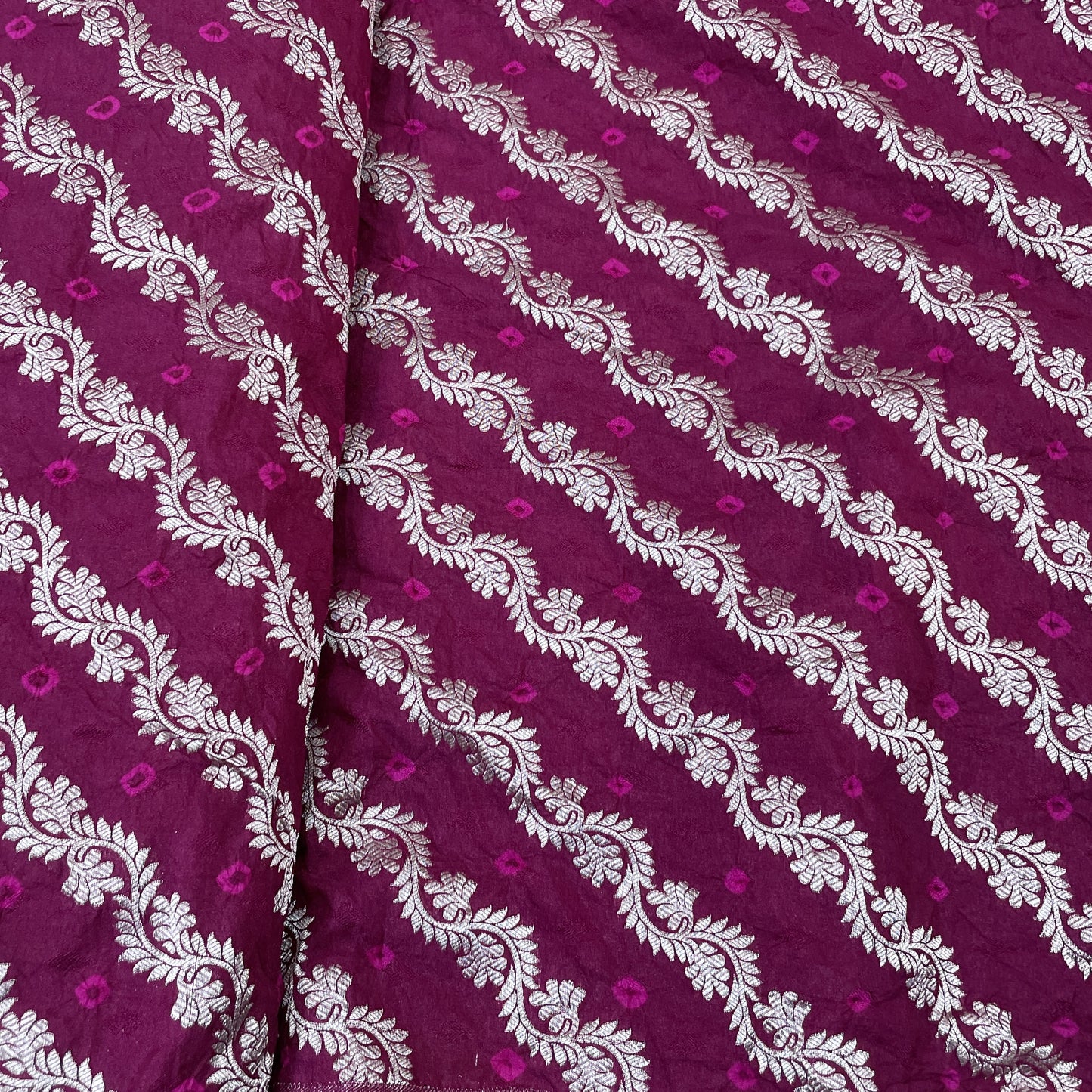 Exclusive Purple Zari Bandhej Jacquard Silk Fabric