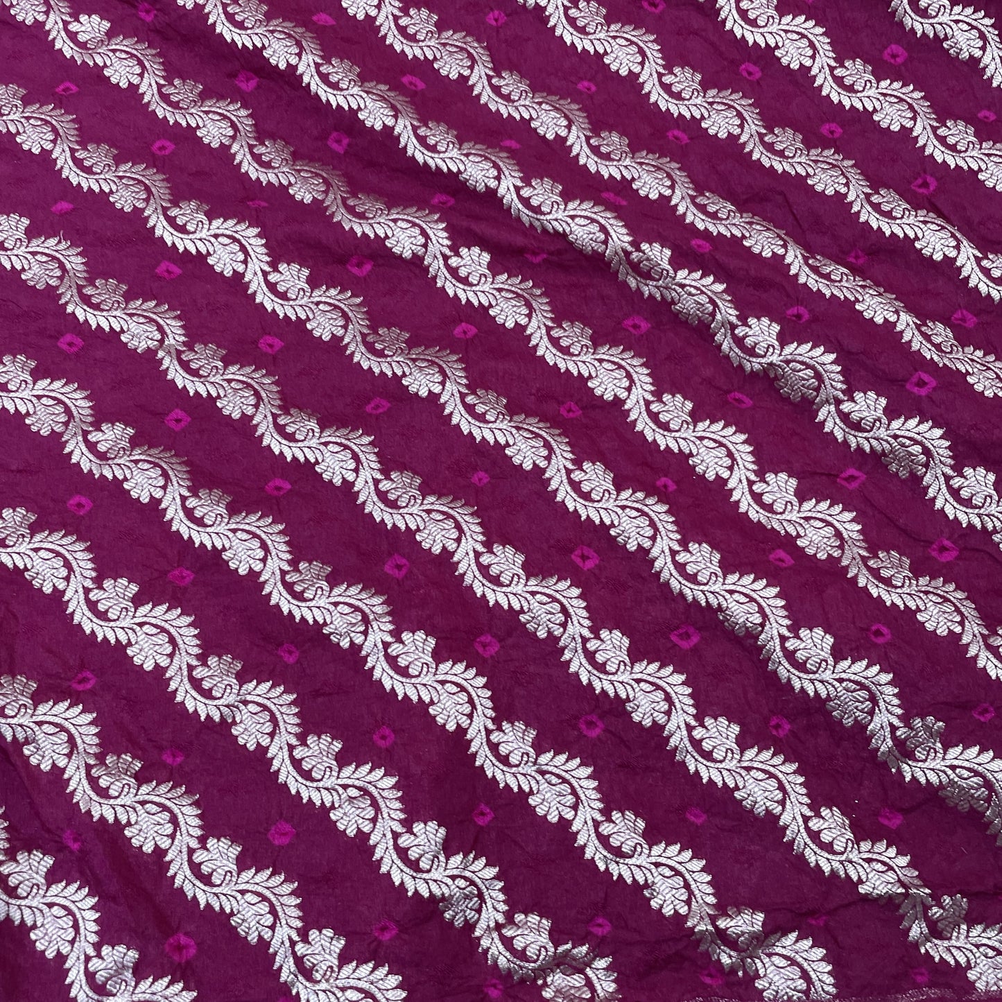 Exclusive Purple Zari Bandhej Jacquard Silk Fabric