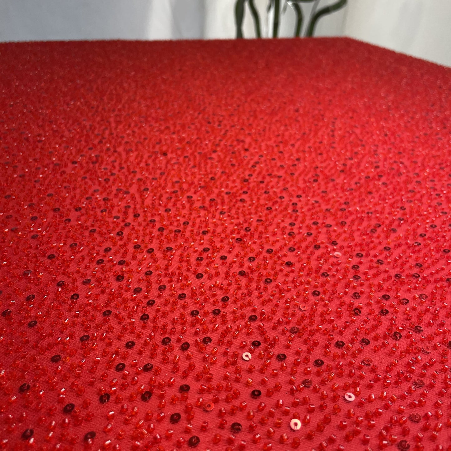Premium Red Heavy Sequins CutDana Embroidery Net Fabric