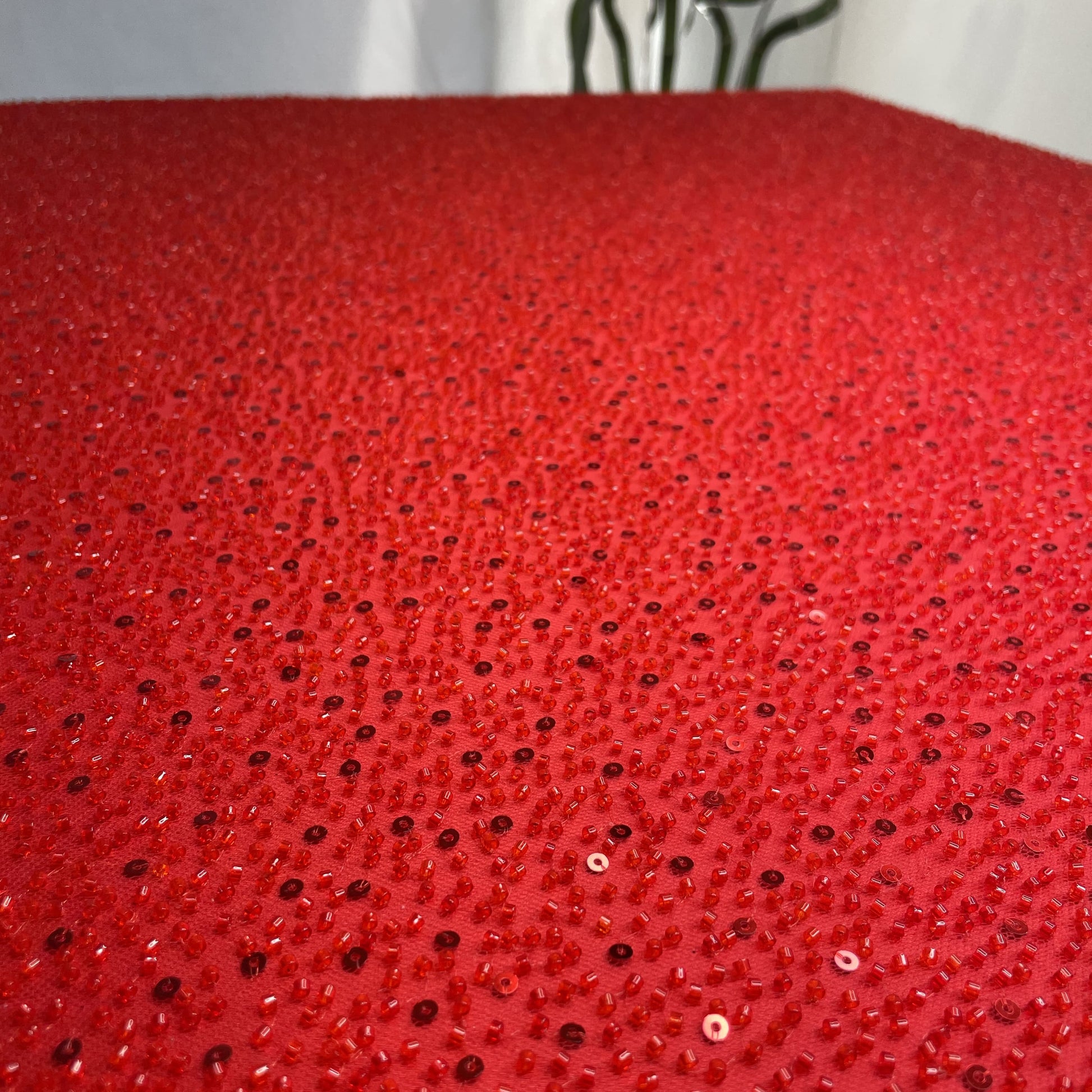 Premium Red Heavy Sequins CutDana Embroidery Net Fabric