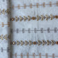 Off White & Orange Floral Mirror Work Embroidery Cotton Fabric 11098