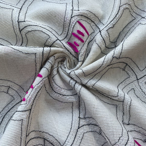 White & Pink Double Hand Work Cotton Fabric 13749
