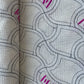 White & Pink Double Hand Work Cotton Fabric 13749