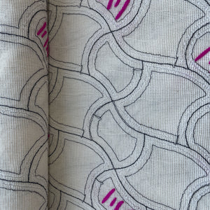 White & Pink Double Hand Work Cotton Fabric 13749